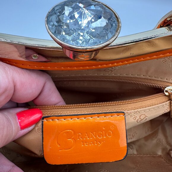NWT Orange Metallic Brangio Italy Starry Embrace Diamond Handbag/Crossbo… - Picture 12 of 13